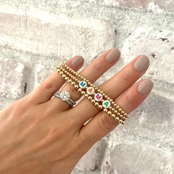 3mm Gold Filled “MAMA” stretchy Bracelet - Picture 2 of 3